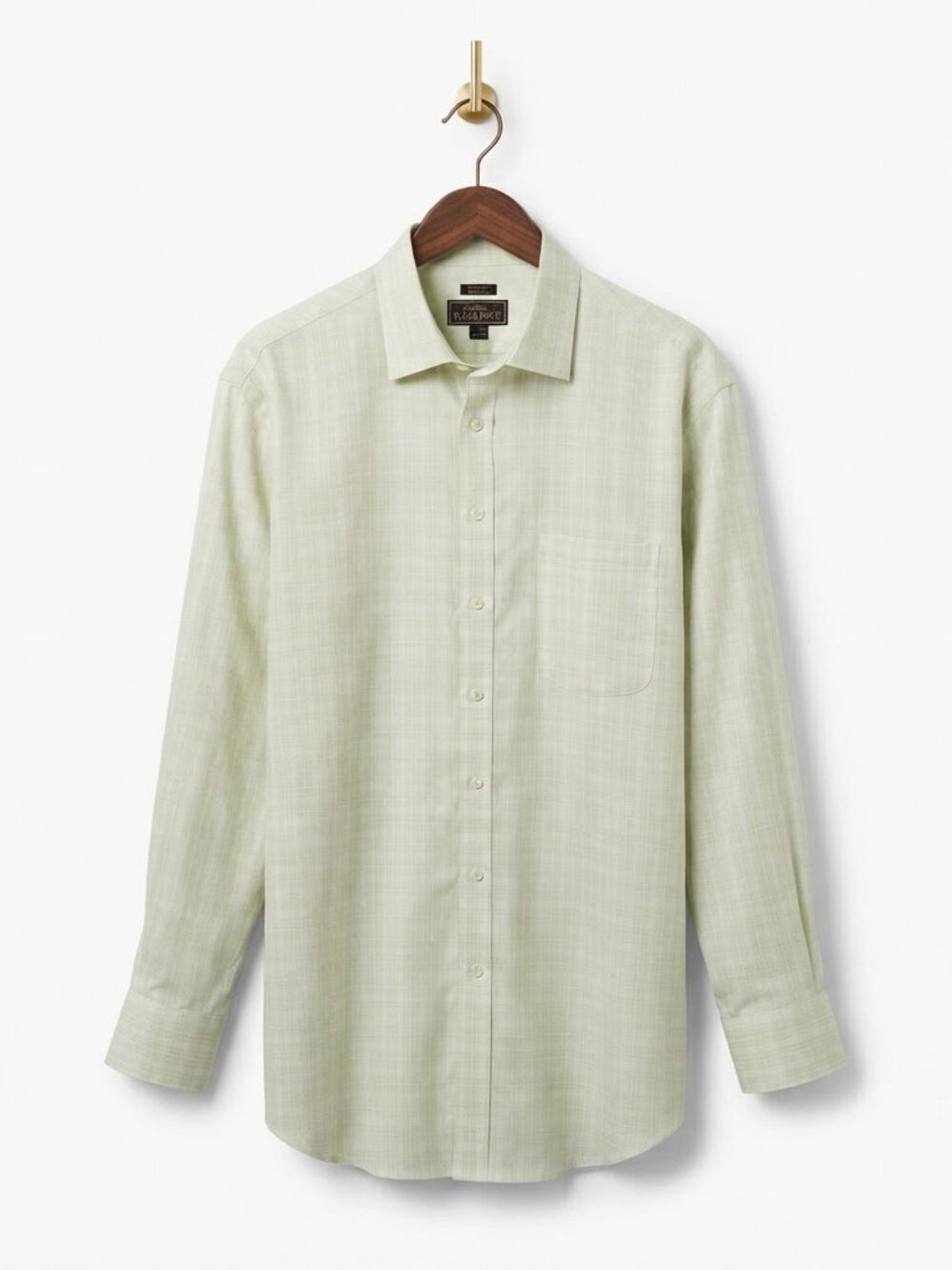 Jos. A. Bank Dress Shirt 17.5-36 Green Egyptian Cotton Tailored Fit Non-Iron